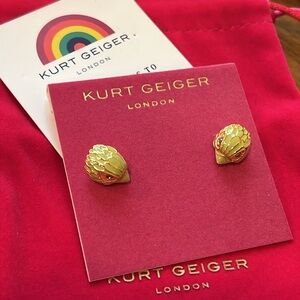 Kurt Geiger Green and Gold eagle head stud earrings